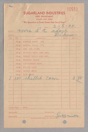 [Invoice for Shelled Corn, March 1955]