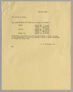 [Letter from A. H. Blackshear, Jr. to Fannie K. Adoue, April 5, 1955]