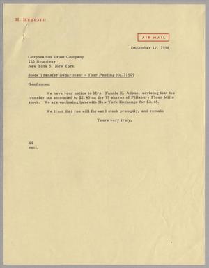 [Letter from A. H. Blackshear, Jr. to Corporation Trust Company, December 17, 1956]