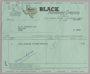 [Invoice for Poultry Netting for Mrs. Adoue, November 1956]