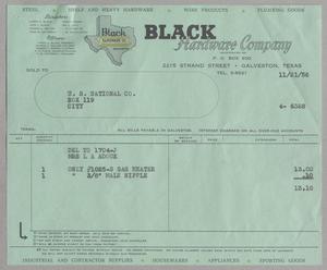 [Invoice for Gas Heater and Male Nipple, November 1956]