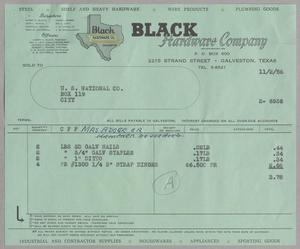[Invoice for Galvanized Nails, Staples, Ditto and Strap Hinges, November 1956]