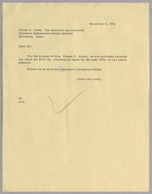 [Letter from A. H. Blackshear, Jr., to Wilson S. Deats, November 5, 1956]