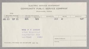 [Invoice for Electric Service, September 1956]