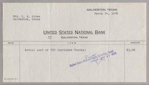 [Invoice for Imprinted Checks, March 14, 1956]
