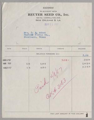 Primary view of object titled '[Invoice for Charges from Reuter Seed Co., Inc., March 31, 1957]'.