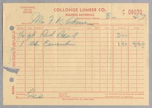 [Invoice for Red Sand and Cement, March 1957]
