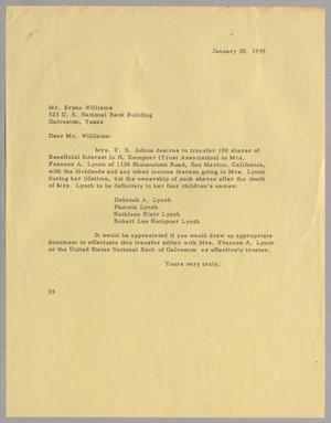 [Letter to Bryan Williams, January 30, 1959]
