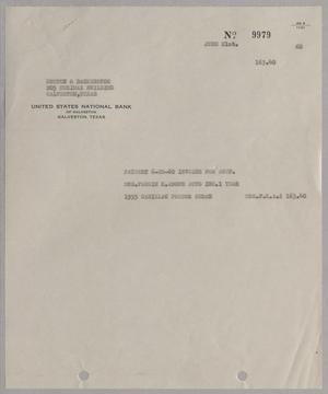 [Invoice for Payment on Account of Fannie K. Adoue, June 1960]