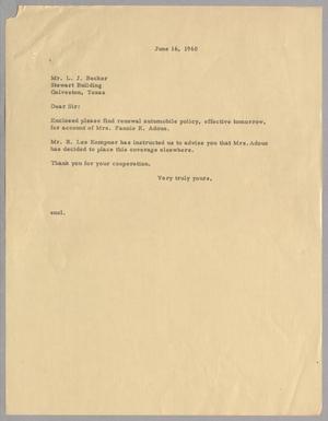 [Letter to L. J. Becker, June 16, 1960]