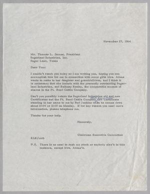 [Letter from R. Lee Kempner to Thomas L. James, November 27, 1964]