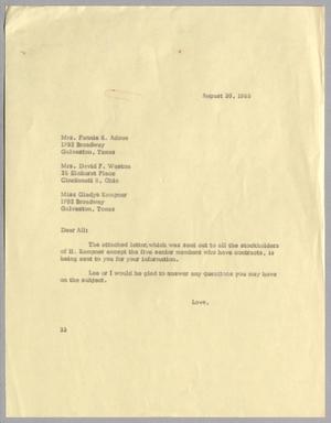 [Letter from Harris Leon Kempner to Fannie K. Adoue, Mrs. David P. Weston, and Gladys Kempner, August 30, 1965]