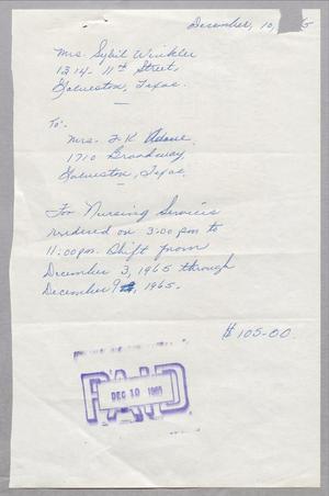 [Letter from Sybil Wrinkler to F. K. Adoue, December 10, 1965]