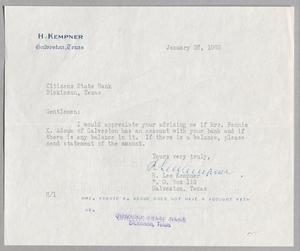 [Letter from R. Lee Kempner to Citizens State Bank, January 26, 1965]