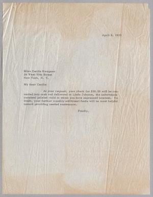 [Letter to Cecile Kempner, April 8, 1959]