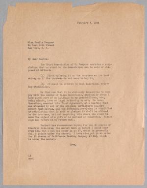 [Letter from I. H. Kempner to Cecile Kempner, February 3, 1944]