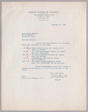Primary view of object titled '[Letter from N. B. Comatas to Cecile Kempner, November 14, 1946]'.
