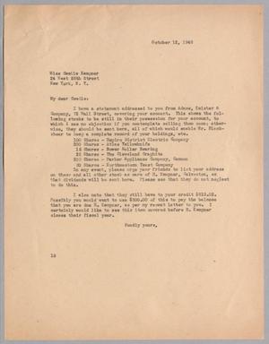 [Letter from I. H. Kempner to Cecile Kempner, October 12, 1946]