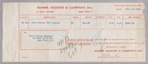 [Statement from Adams, Keister & Company, Inc. to Cecile Kempner, June 17, 1946]