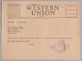 Thumbnail image of item number 1 in: '[Telegram from Henrietta Leonora Kempner to Cecile Kempner, May 22, 1946]'.