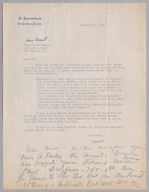 [Letter from Harris Kempner to Cecile Kempner, February 12, 1946]