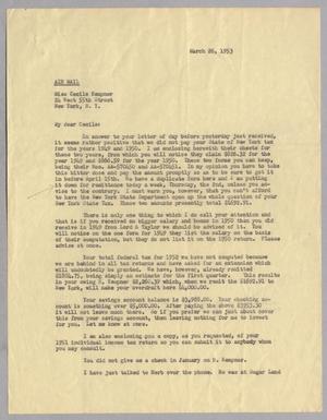 [Letter from I. H. Kempner to Cecile Kempner, March 26, 1953]