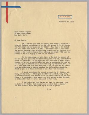 [Letter from I. H. Kempner to Cecile Kempner, November 28, 1953]