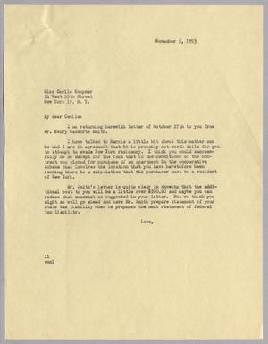 [Letter from I. H. Kempner to Cecile Kempner, November 5, 1953]