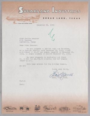 [Letter from Thomas L. James to Cecile Kempner, December 21, 1953]
