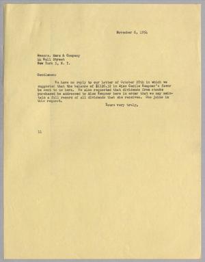[Letter from I. H. Kempner to Marx & Company, November 6, 1954]
