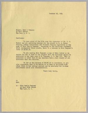 [Letter from I. H. Kempner to Marx & Company, October 28, 1954]