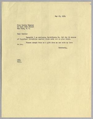[Letter to Cecile Kempner from Stanley Eugene Kempner, May 25, 1954]