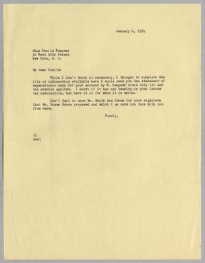 [Letter from I. H. Kempner to Cecile Kempner, January 6, 1954]