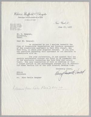 [Letter from Henry Cassorte Smith to H. Kempner, June 27, 1955]