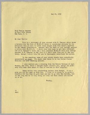 [Letter from I. H. Kempner to Cecile Kempner, May 21, 1955]