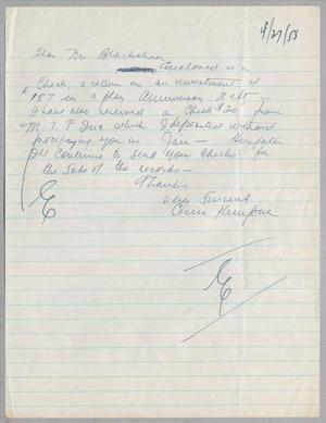 [Letter from Cecile Kempner to Mr. Blackshear, April 27, 1955]