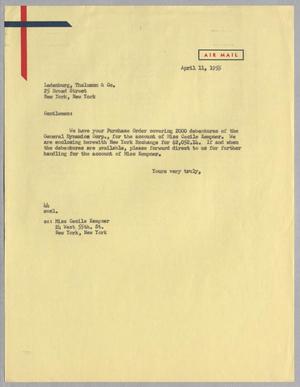 [Letter from A. H. Blackshear, Jr. to Ladenburg, Thalmann, & Co., April 11, 1955]