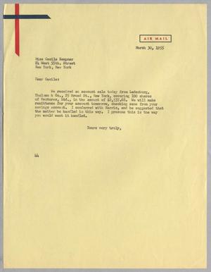 [Letter from A. H. Blackshear, Jr. to Cecile Kempner, March 30, 1955]