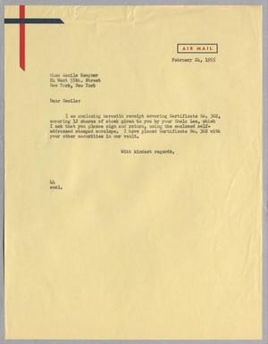[Letter from A. H. Blackshear, Jr. to Cecile Kempner, February 24, 1955]