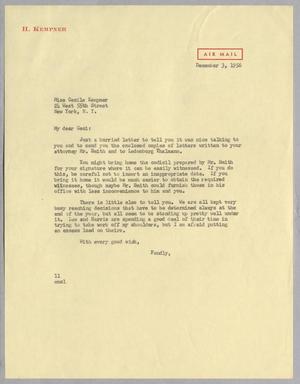 [Letter from I. H. Kempner to Cecile Kempner, December 3, 1956]