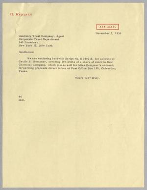 [Letter from A. H. Blackshear, Jr. to Guaranty Trust Company, November 5, 1956]