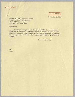 [Letter from A. H. Blackshear Jr. to Guaranty Trust Company, November 5, 1956]