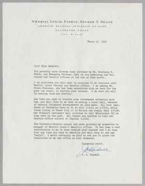 [Letter from J. A. Kendall to Cecile Blum Kempner, March 16, 1956]