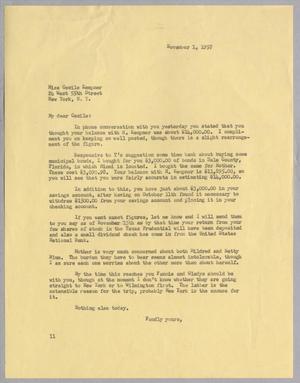 [Letter from Isaac Herbert Kempner to Cecile Kempner, November 1, 1957]