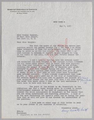 [Letter from Henry Cassorte Smith to Cecile Blum Kempner, May 7, 1957]