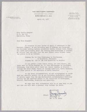 Primary view of object titled '[Letter from Nancy Heacock to Cecile Blum Kempner, April 24, 1957]'.
