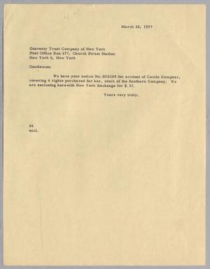 [Letter from Blackshear, A. H., Jr., March 28, 1957]