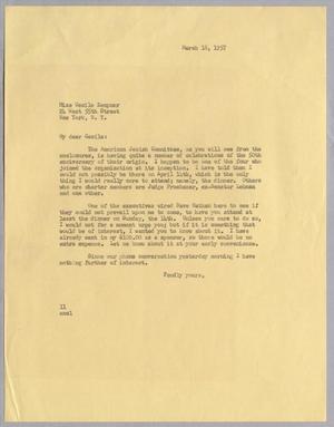 [Letter from Isaac H. Kempner to Cecile B. Kempner, March 18, 1957]