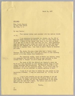 [Letter from Isaac H. Kempner to Cecile B. Kempner, March 14, 1957]