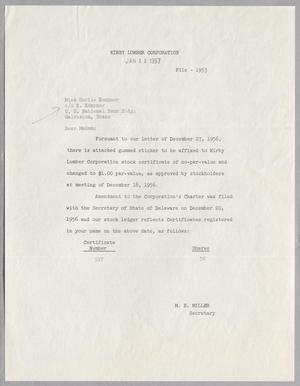 [Letter from M. E. Miller to Cecile Blum Kempner, January 11, 1957]